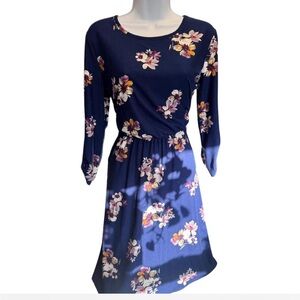 French Grey Navy Floral Dress